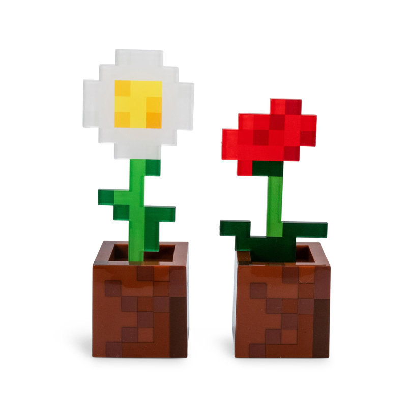 Ensemble de 2 sculptures de marguerites et de coquelicots Wane Minecraft