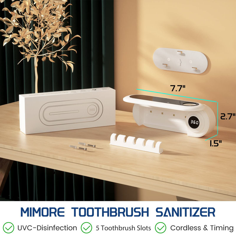Toothbrush Holder with 5 Slots & Timer Function