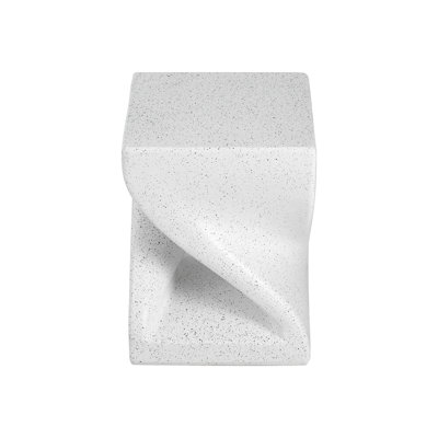 Outdoor White Marble Modern Twisted-Base Terrazzo-Speckled All-Weather MGO Side Table