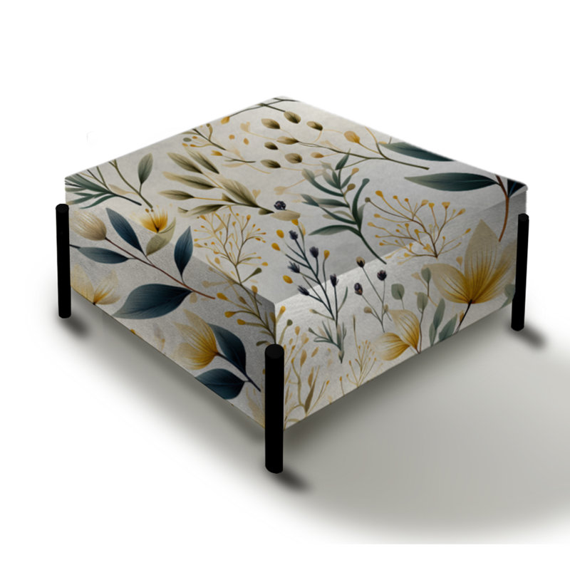 Earthy Flora - Grand repose-pieds carré Plants