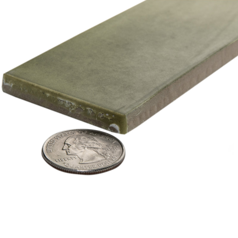 Coco 2" x 6" Porcelain Brick Look Subway Wall & Floor Tile, Moss Verde