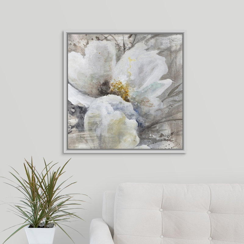« allegretto iii », peinture sur toile, H 31,7 po x l 31,7 po x P 1,75 po, Cadre flottant blanc