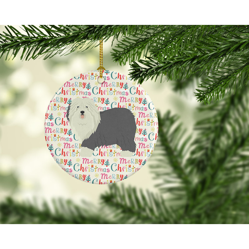 Ornement suspendu Old English Sheepdog Merry Christmas