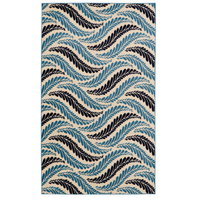 Tapis beige / bleu / noir