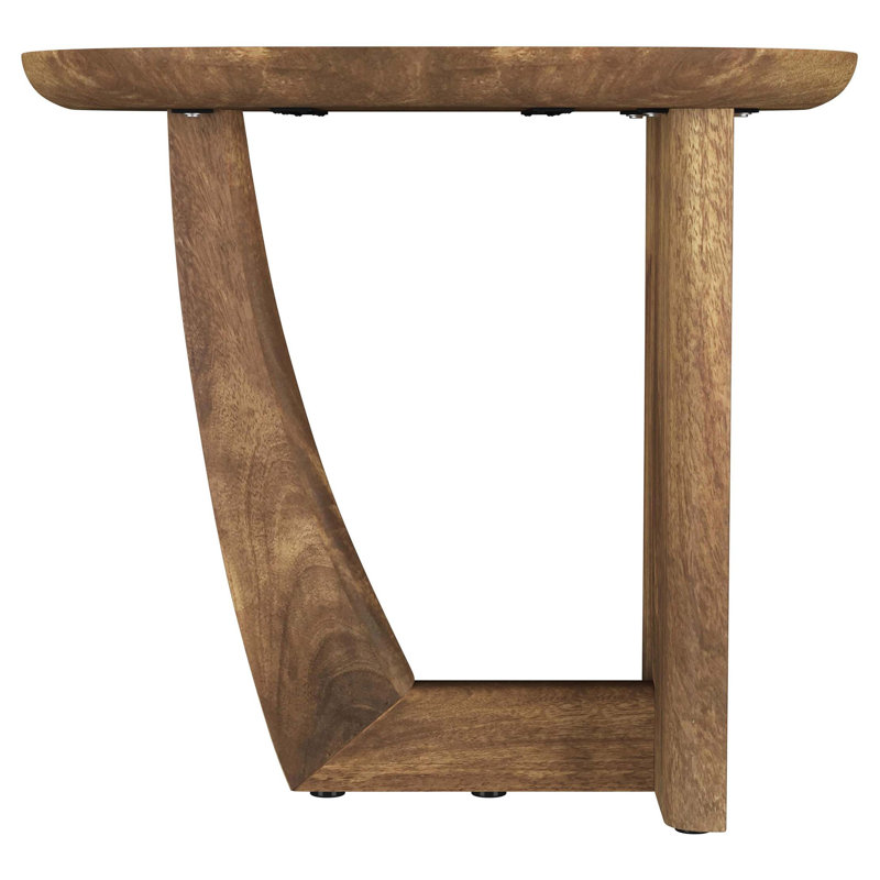 Table de bout ronde en bois de manguier massif