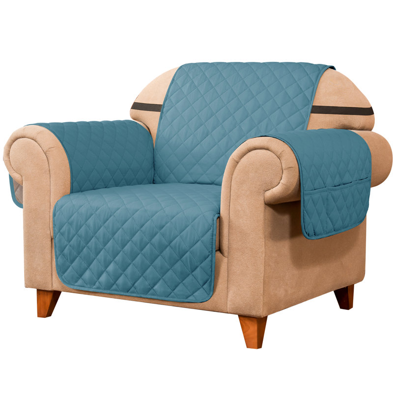 Housse de fauteuil pour 1 canapé, housse de canapé antidérapante pour chiens, housse de protection de meuble avec sangles élastiques en mousse pour chat (turquoise)