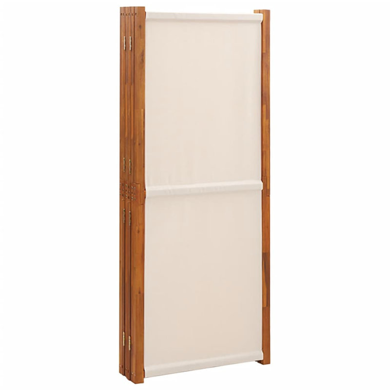 Paravent 6 panneaux à rideaux d'intimité blanc crème 165,4 x 70,9 po