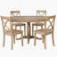 Ensemble de table de salle à manger de style campagnard pour 4 personnes, table ronde avec 4 chaises de cuisine confortables, idéale pour les réunions de famille et pour économiser de l'espace-413042675
