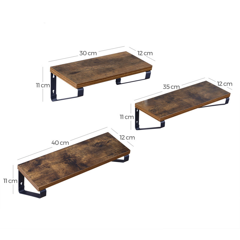 Seaford 3 Piece Bracket Shelf, Brown