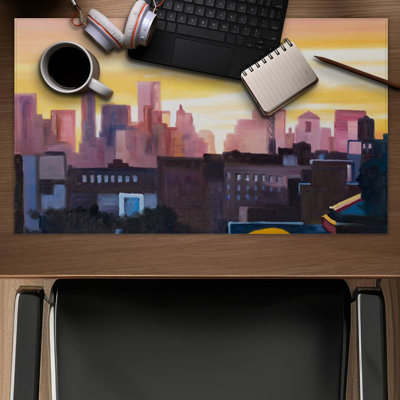 Sunset over the subway in new-york - 14.00"x24.25" Desk mat
