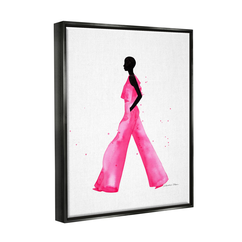 Rettke Modern Trendy Girl par Simone Elum, H 31 po x l 25 po x P 1,7 po, Cadre flottant noir de jais
