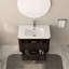 Meuble-lavabo mural de 30 po avec lavabo en céramique blanc, deux tiroirs à fermeture en douceur, noyer foncé, style américain - contreplaqué, tracas - installation pour salle de bain minimaliste intégrée