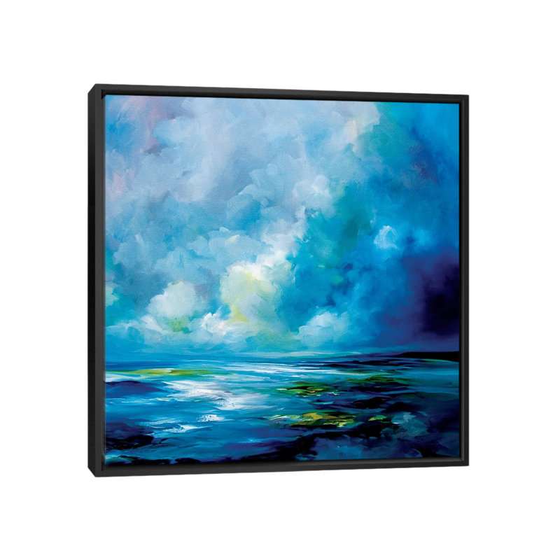 «Blue Velvet», impression sur toile tendue, H 18 po x l 18 po x P 1,5 po, Toile encadrée noire, Pas de tapis