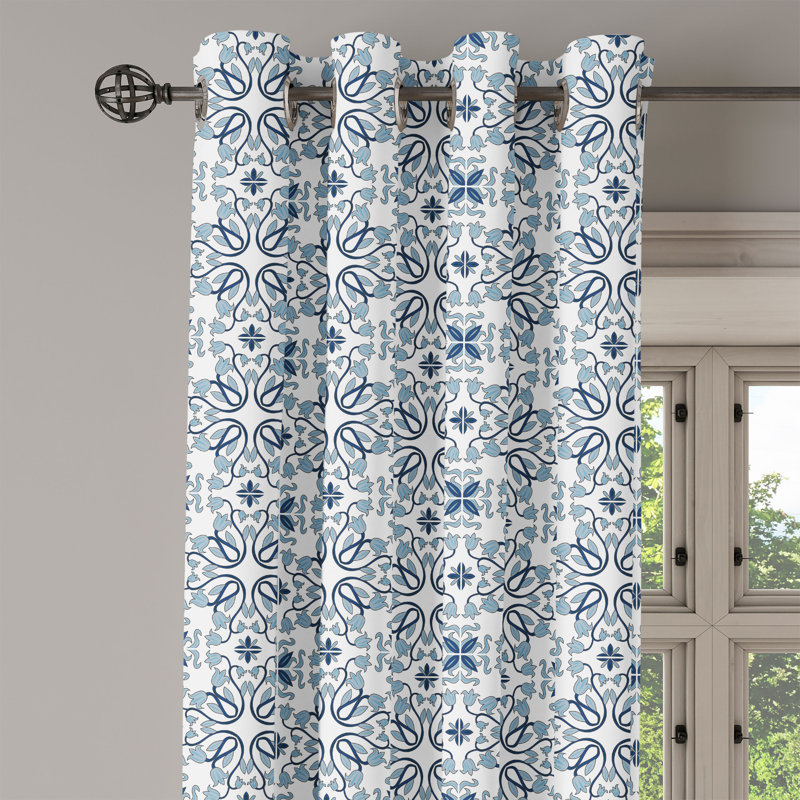 Rideau décoratif traditionnel à 2 panneaux avec œillets Traditional, bleu pâle / bleu nuit, L 50 po x L 108 po