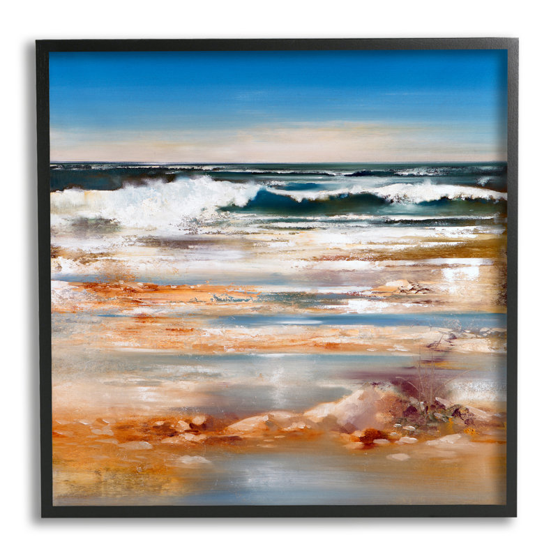 «Rolling Waves Abstract Shore» par Ron Di Scenza, Giclée encadrée noir minuit, H 12 po x l 12 po x P 1,5 po