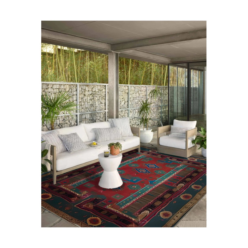 Henriqueta Vintage Green Traditional Motif Woven Washable Carpet, Rectangle 5'2" x 7'7"