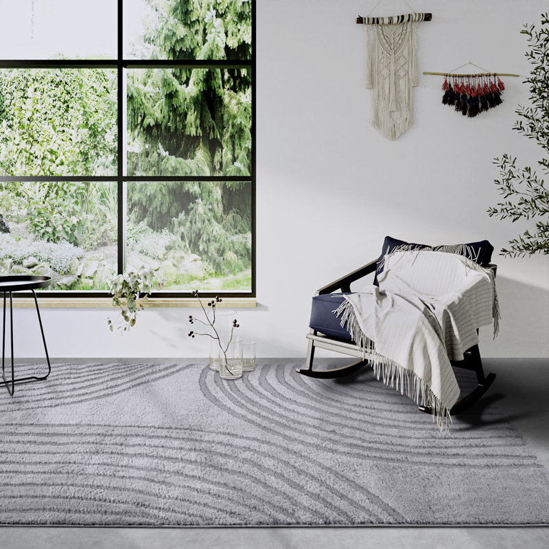 , Light Grey Gallery Striped Machine Woven Area Rug, Rectangle 120 x 170cm