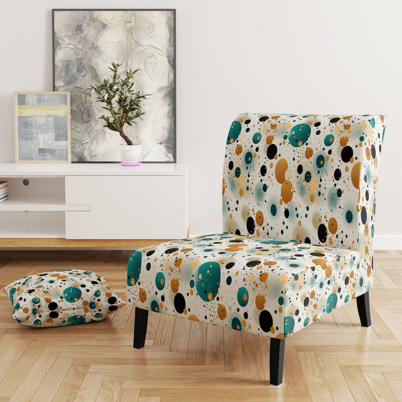 Motif artistique à pois fantaisiste - Chaise d'appoint et fauteuil rembourrés Modern_C, Noir / bleu sarcelle