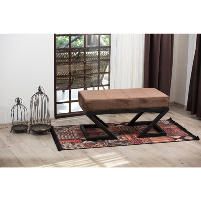 Pouf en velours industriel avec pieds en métal, brun, 35,4 po x 17,7 po x 17,7 po | 32 32 de mousse pour un confort et un tissu faciles à nettoyer | Décoration élégante et fonctionnelle pour le salon, la chambre à coucher ou le bureau