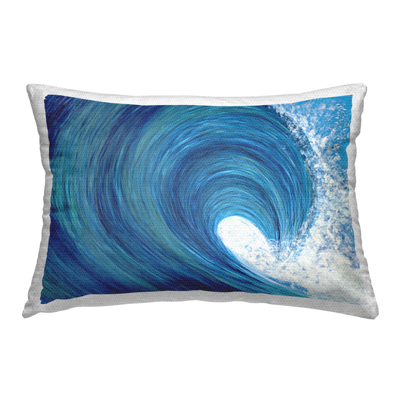 Swirling Ocean Wave Printed Outdoor Throw Pillow Design by Megan Morris