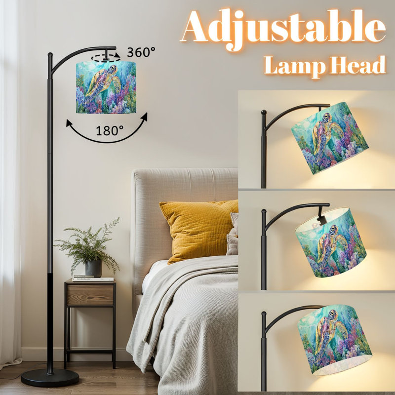 Lampe sur pied à arc avec abat-jour ajustable Ocean Turtle