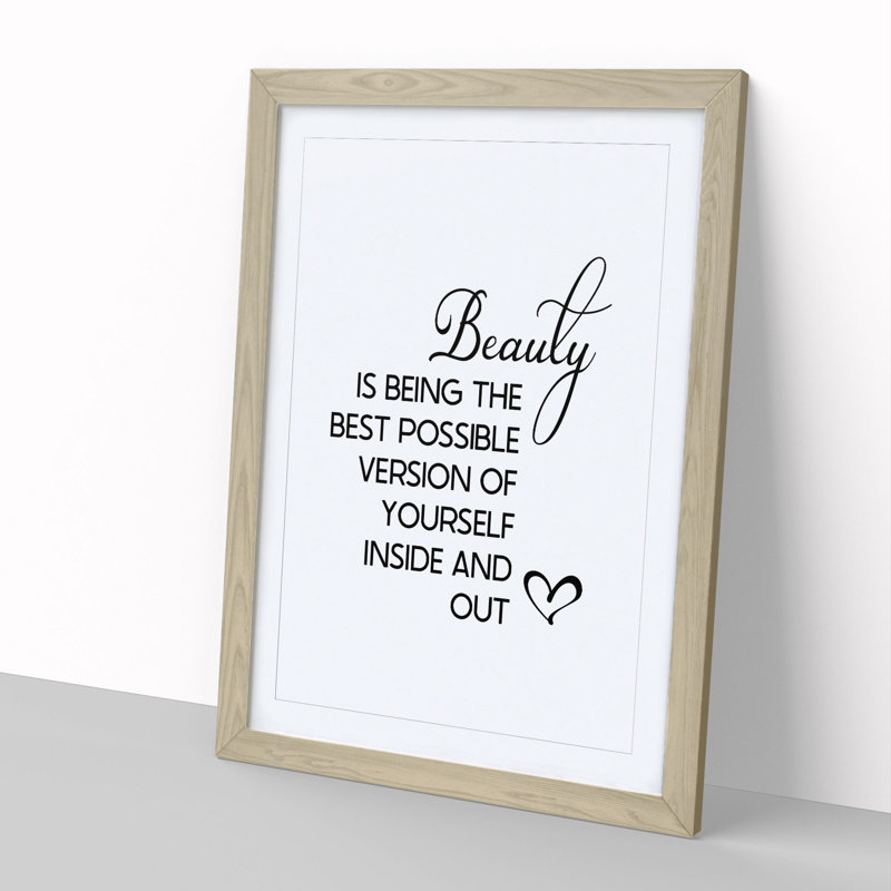 Beauty Is - Picture Frame Typography, Oak, 48cm H x 36cm W x 2cm D