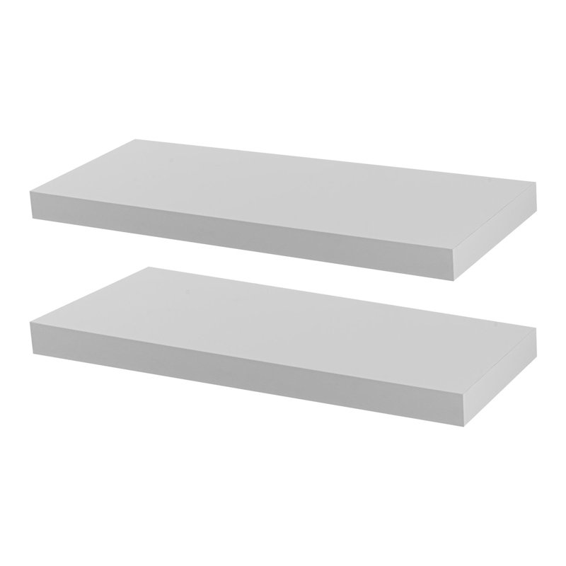 Harbour Housewares - 60cm Floating Wall Shelves  for Storage & Display - White - Set of 2