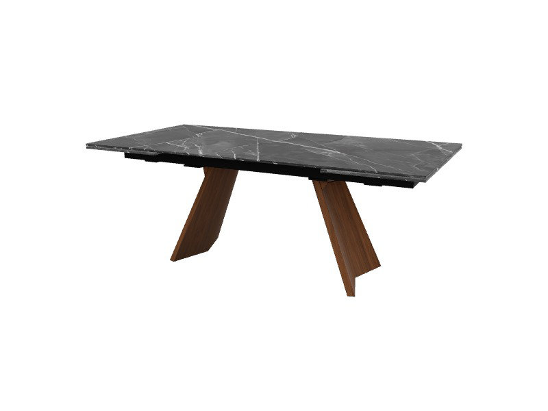 Tables extensibles Icaro, H 30,38 po x L 78,75 po x l 39,38 po, Black Statuary Marble, Noyer Canaletto