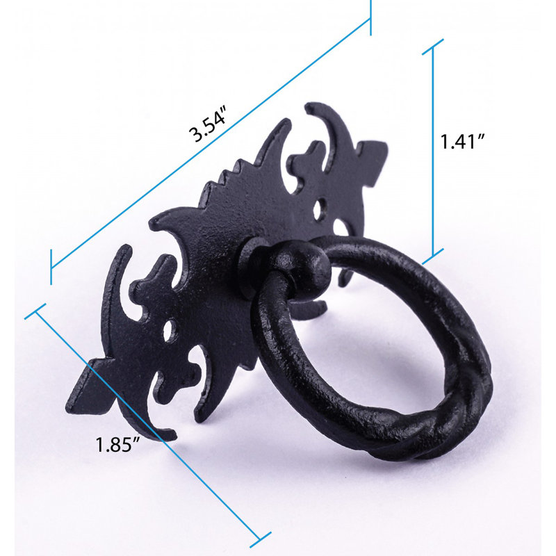 3.5" Black Wrought Iron Antique Ring Cabinet Pull