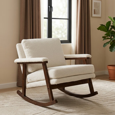 Chaise berçante en velours avec dossier Mid-Century