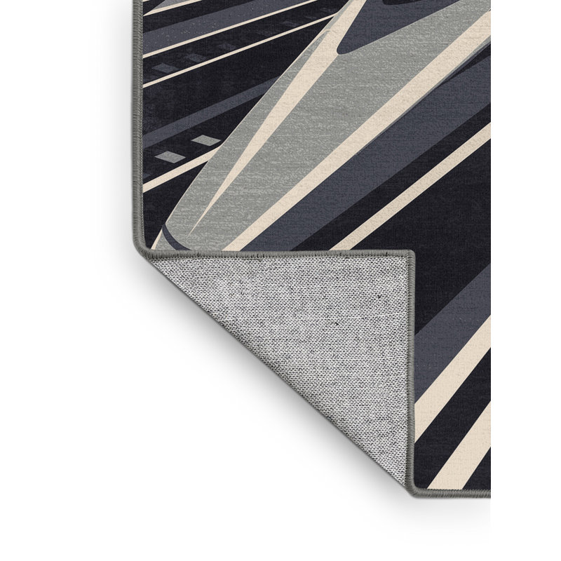 Tapis géométrique moderne à grande vitesse lavable à la machine Kendari, 4 x 6