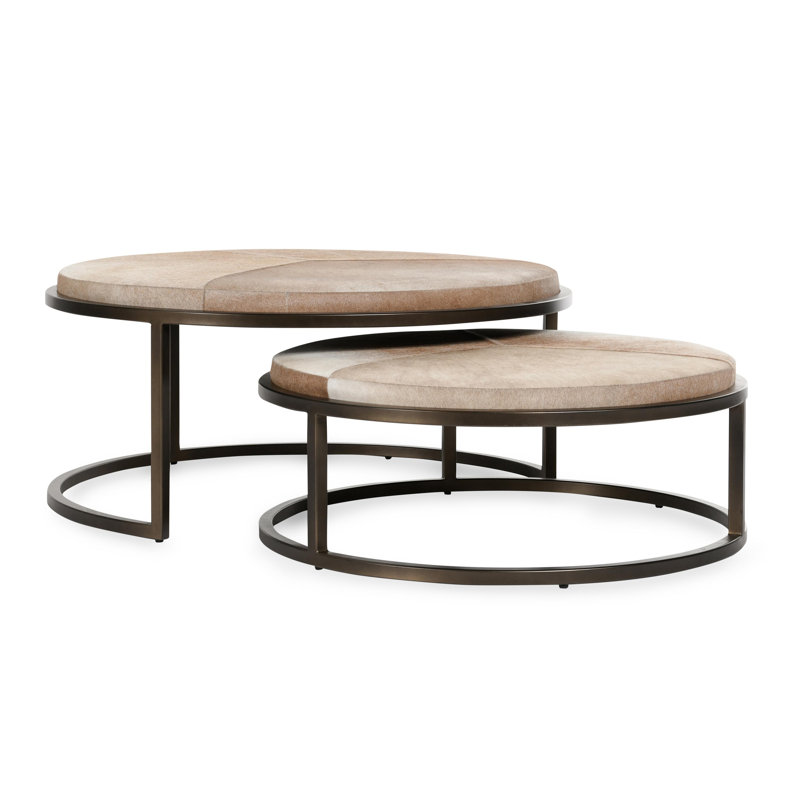Ensemble de 2 tables basses gigognes à poils longs Haymail, Blonde