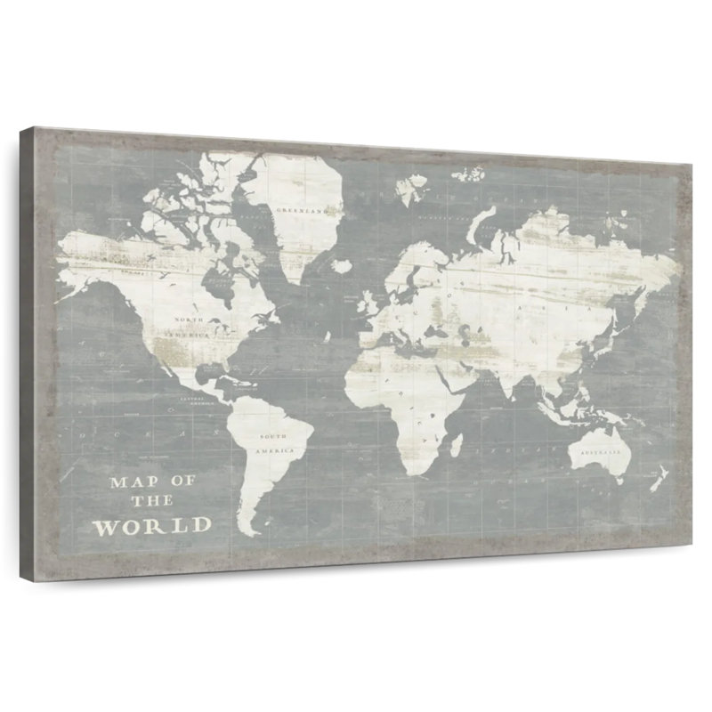 Aliaz Slate World Map, 16" H x 24" W