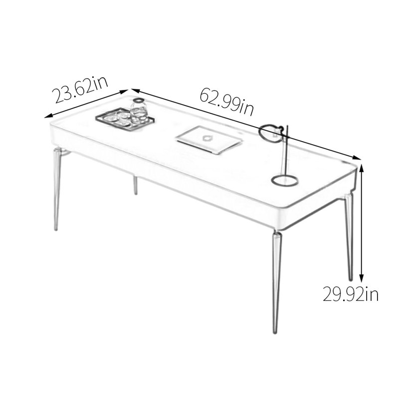 Safe and Thoughtful Design Desk, Black/White, 29.92" H x 62.99" W x 23.62" D