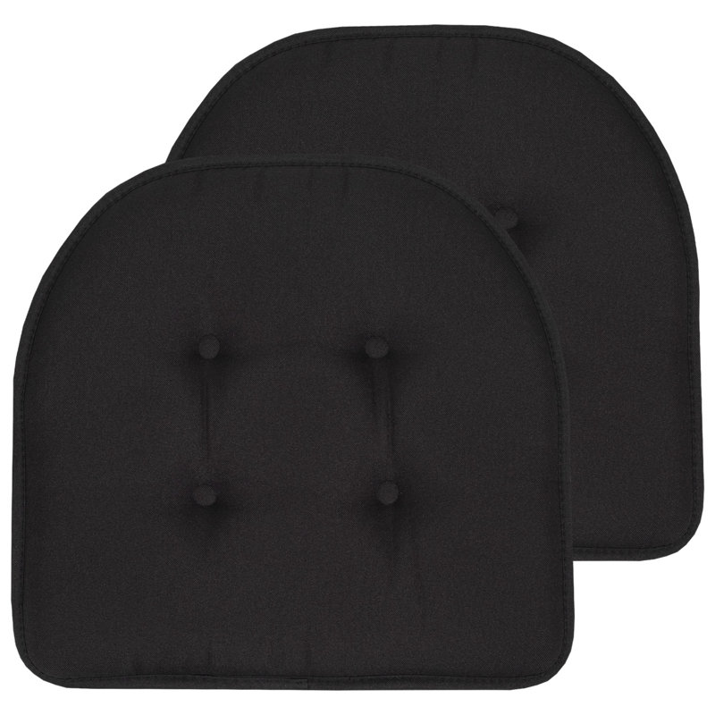 Solid U-Shaped Non-Slip Indoor Chair Cushion, Black, 2