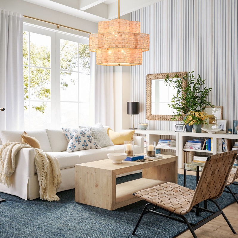 Lustre floral en bambou 6 lumières