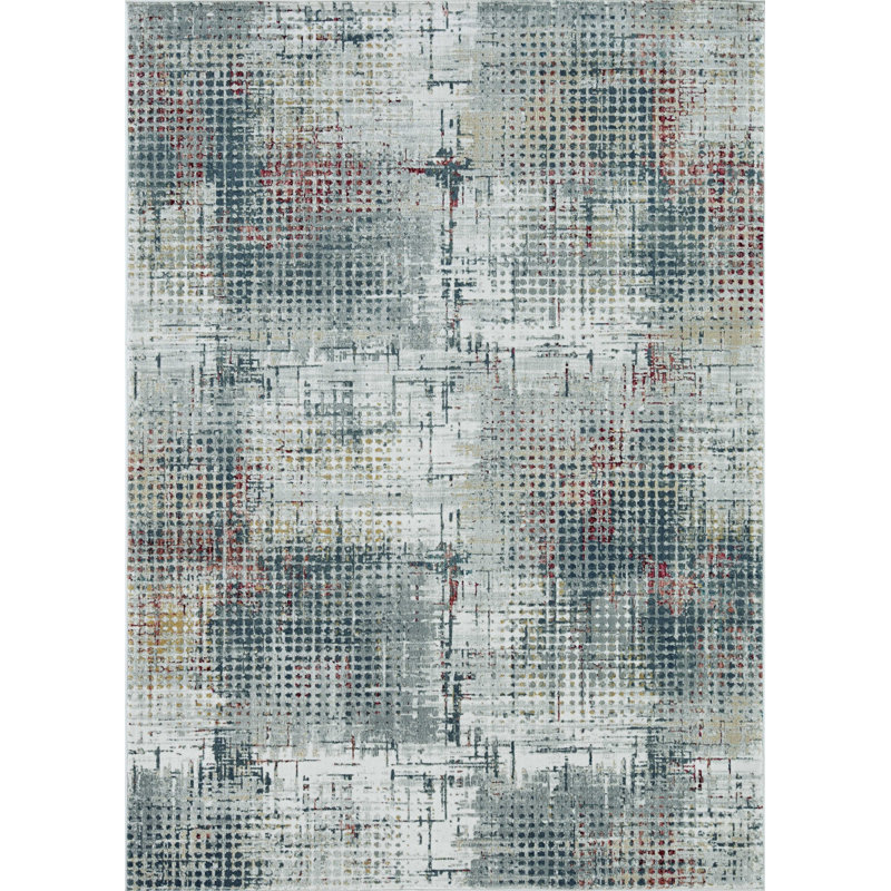 Tapis gris tissé à la machine Mehfooj