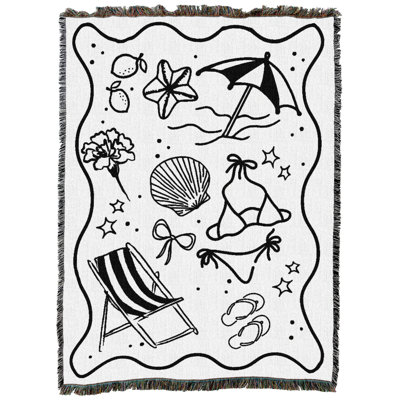 Couverture en tapisserie Pure Country Weavers Slice of Sea Life en noir - Tissée en coton - Fabriquée aux États-Unis (72 x 54)