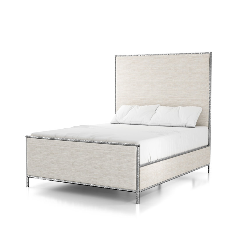 Lit plateforme tapissier Premier, Argent/Beige