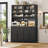 🥐 75.4" Farmhouse Baker's Rack With Charging Station, 47.2" Wide Countertop, 2 AC + 2 USB Outlets, Adjustable Shelves & Wine Storage, Soft-Close Doors-1459652271