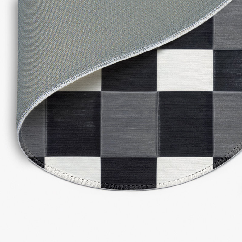 Tapis d'intérieur et d'extérieur à carreaux gris, Rond 5 pi
