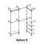 Support à vêtements en forme de C en L 55,5 po à 103,2 po, support à vêtements avec 3 tablettes en bois, support de rangement mural-1288125013