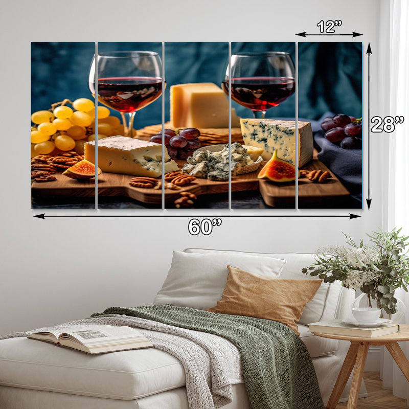 Gourmet Wine and Cheese Perfection I - Ensemble d'art mural en métal vin et champagne