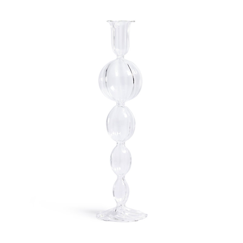 Marais Blown Glass Taper Candle Holders, Set of 4, 11.5" H x 3.25" W x 3.25" D