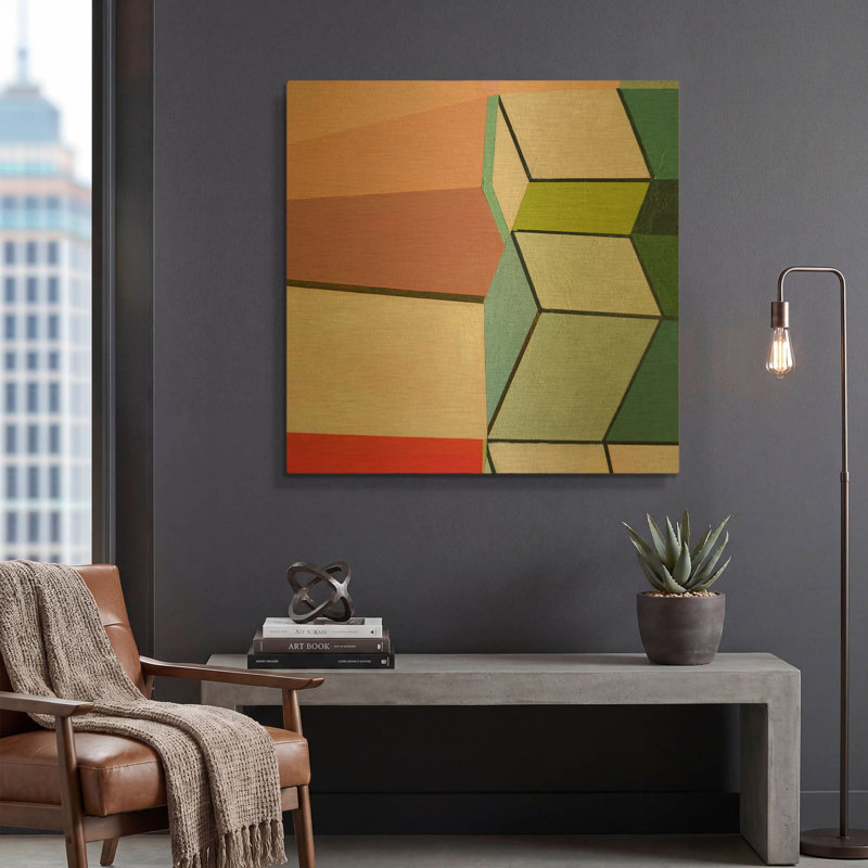 «Angles No. 2» par Naomi Taitz, art mural en métal doré, 36 po x 36 po, 36 po x 36 po