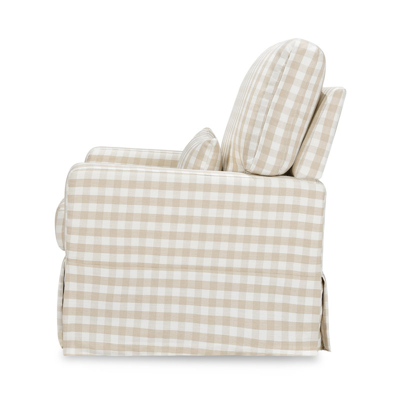 Crawford Upholstered Swivel Glider, Tan Gingham Livesmart®