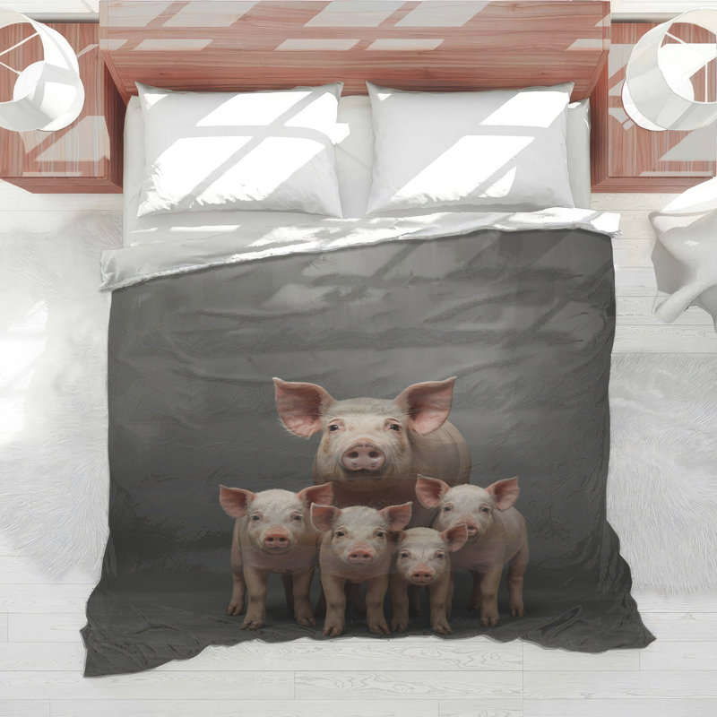 Édredon cochon famille debout ensemble, Lit simple