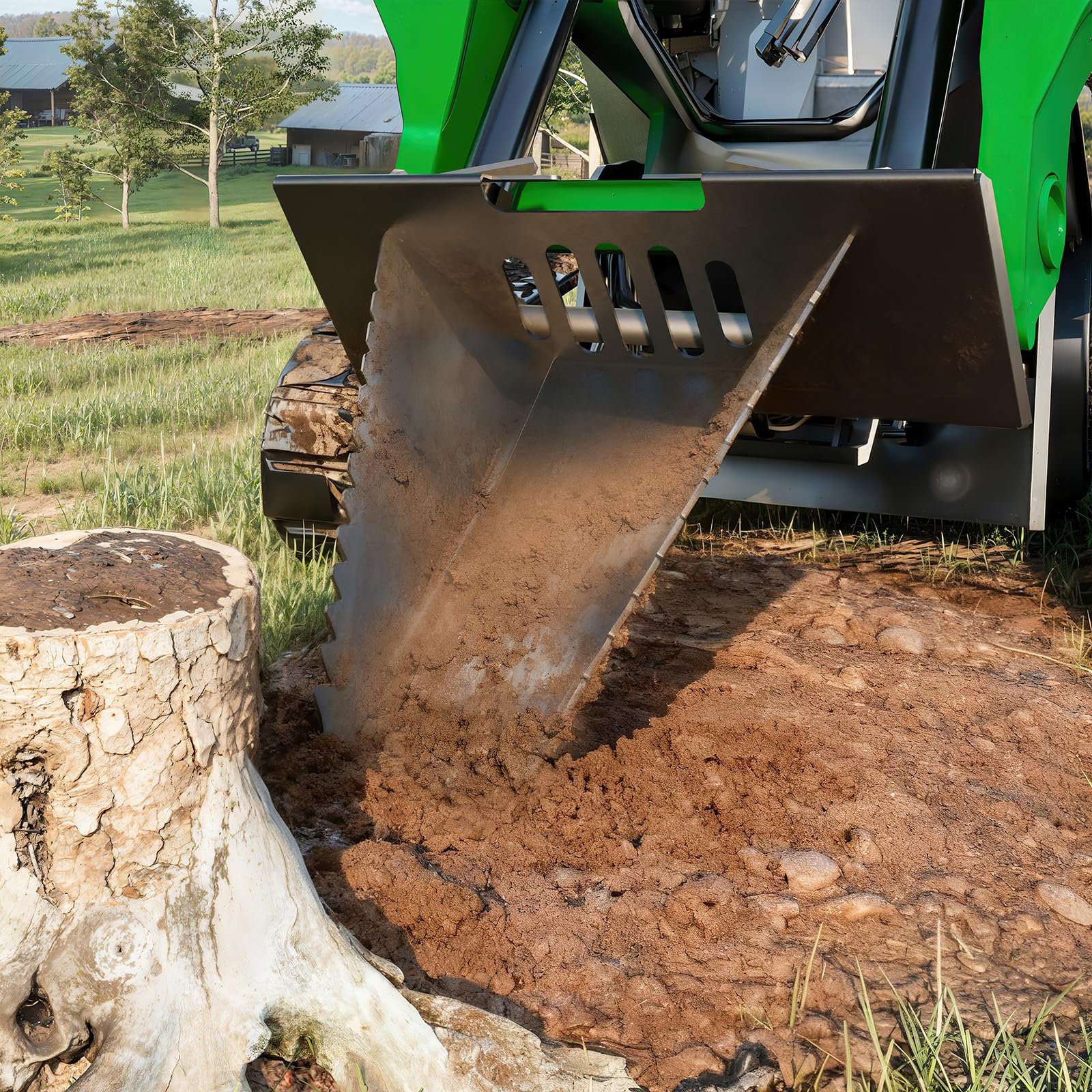 Stump Implement Yesurprise Heavy-Duty Stump Bucket Attachment for Skid Steer – Serrated ...