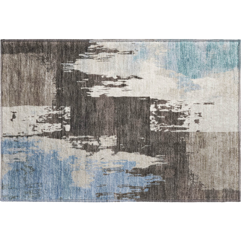 Premium Machine Washable Mayfield AMF2347 Abstract Rug, 2'6" x 3'10", Brown