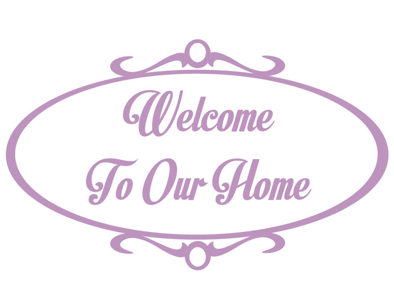 Décalcomanie murale welcome to home, H 36 po x l 60 po x P 0,01 po, Lilas